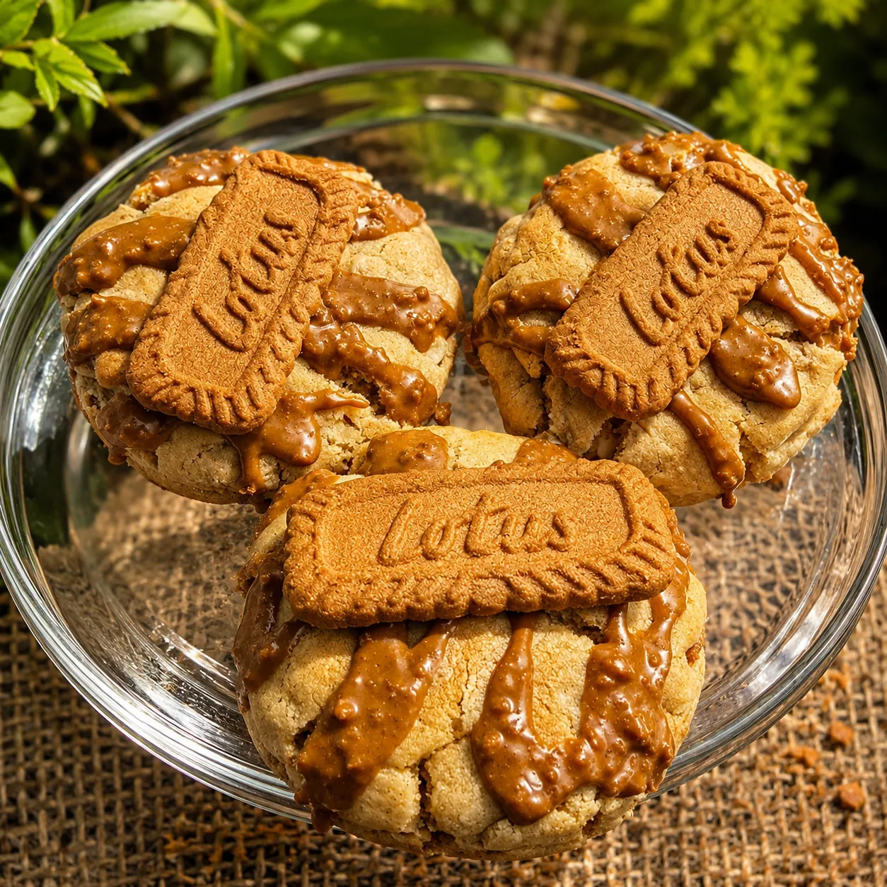 Lotus Biscoff cookies with caramel drizzle