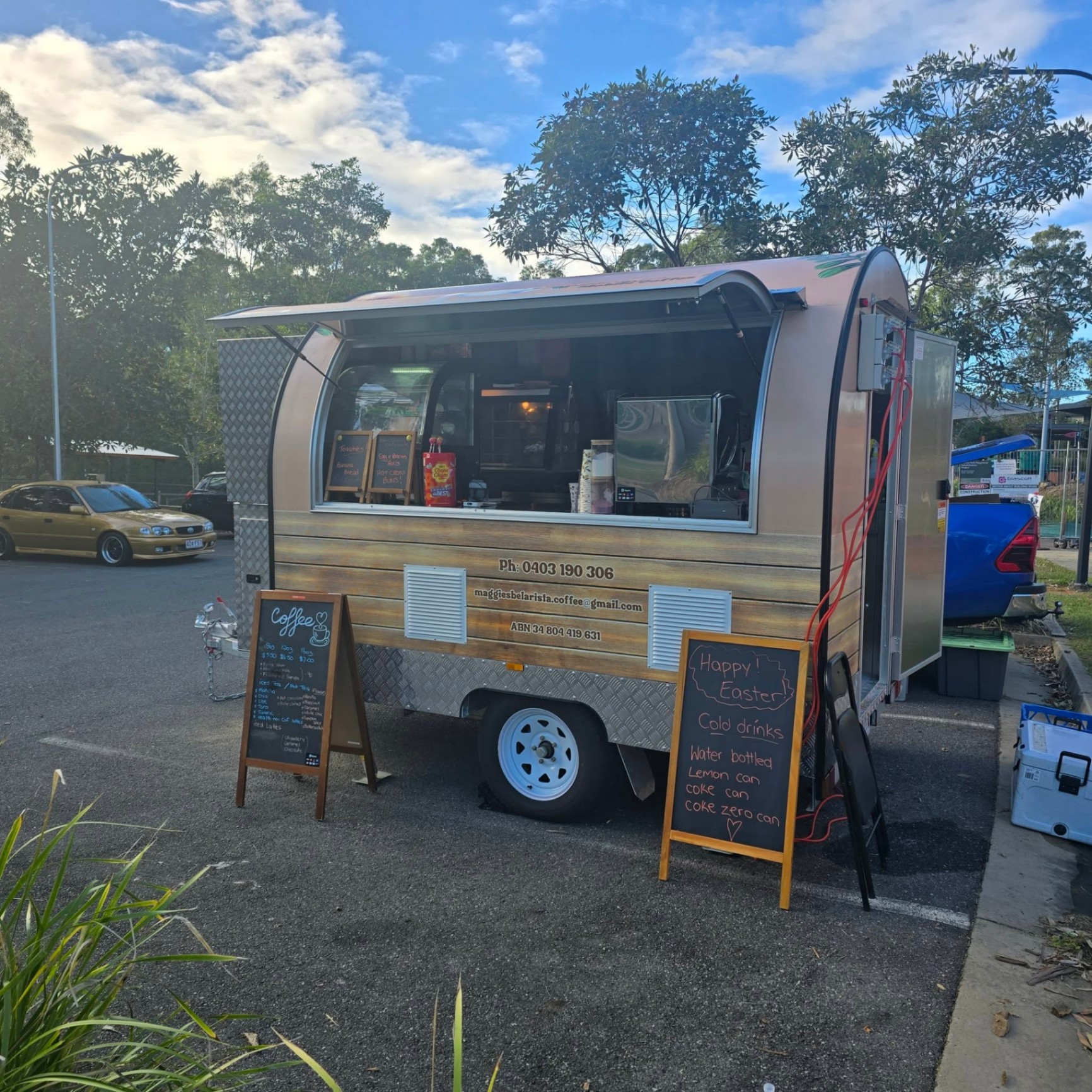 Maggie's Belarista coffee van on location